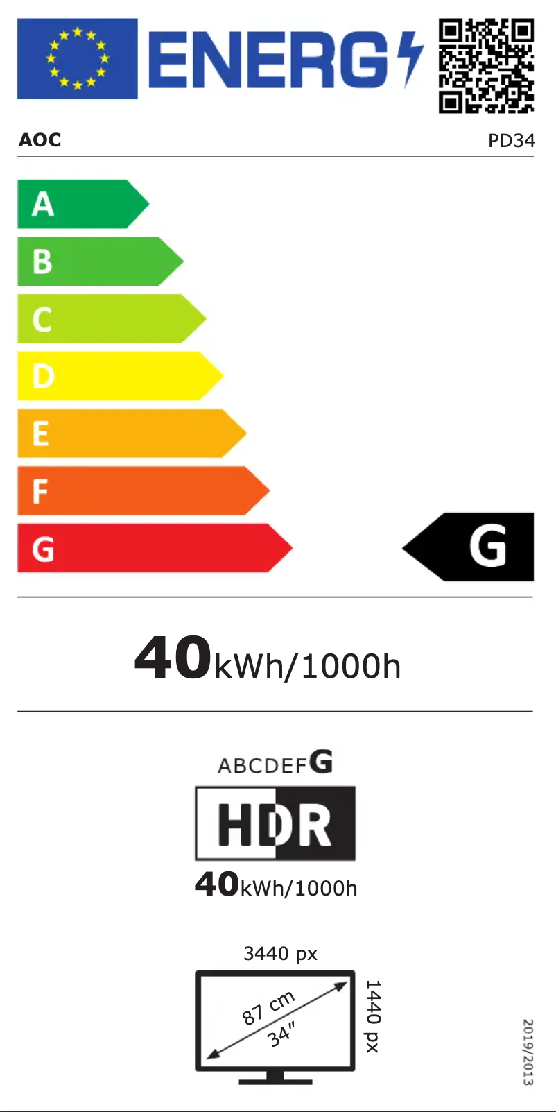 Page n°1 - Label énergétique AOC AGON Pro PD34