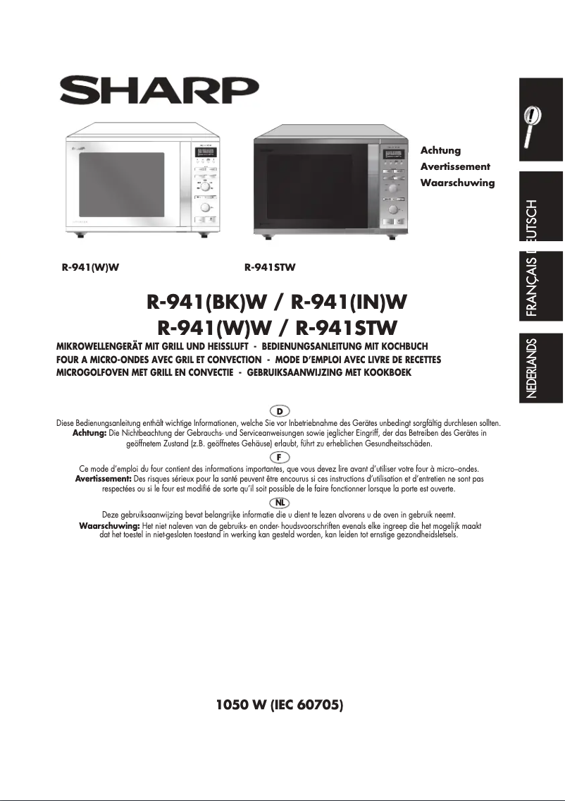 Page 1 de la notice Fiche technique Sharp R941STW