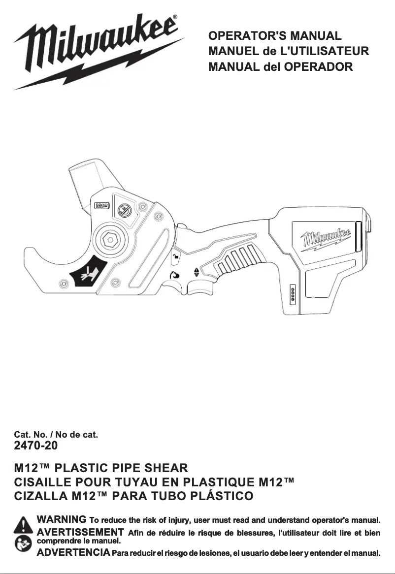 Page 1 de la notice Manuel utilisateur Milwaukee M12 2470-21
