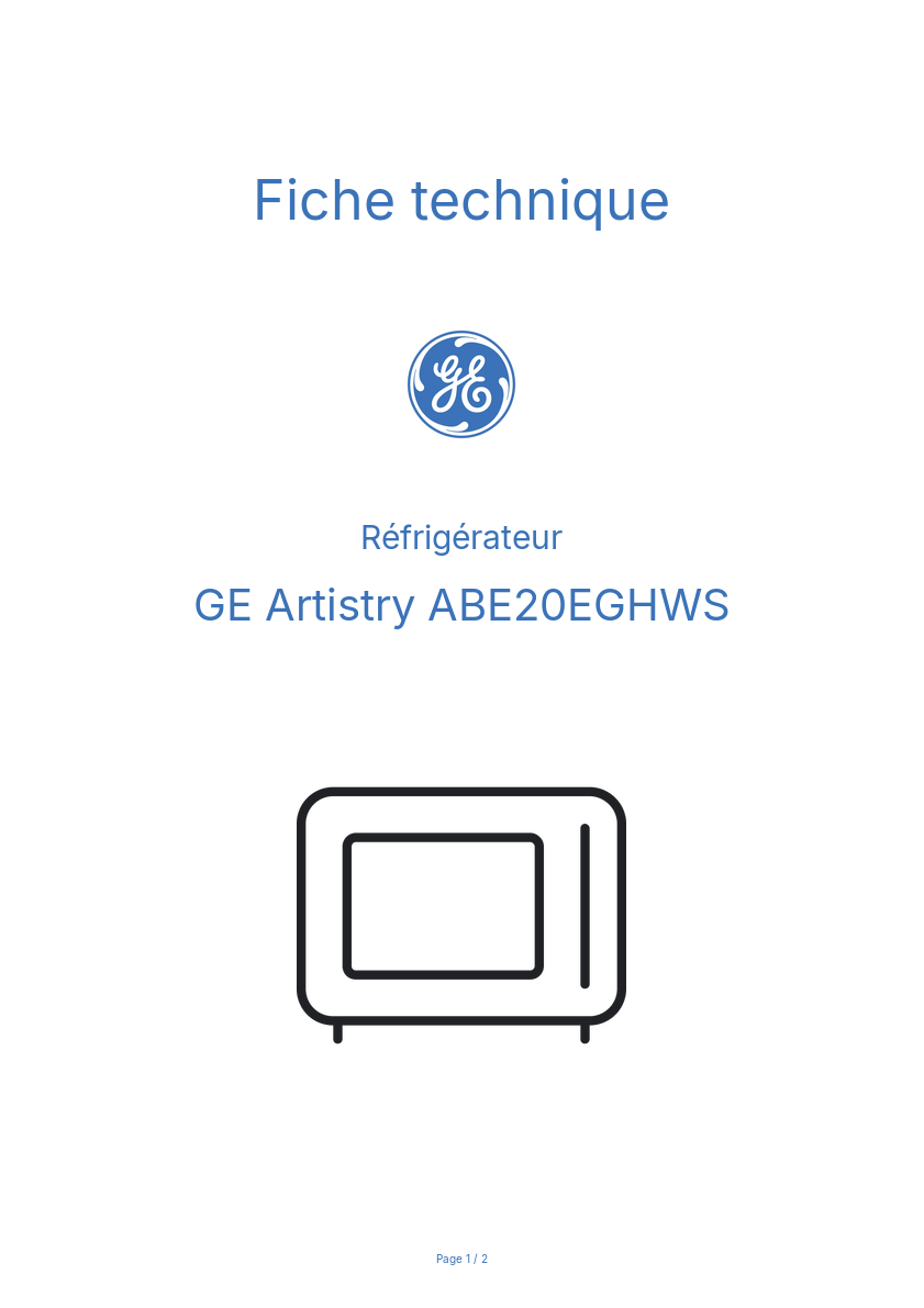 Image de la première page du manuel de l'appareil Artistry ABE20EGHWS