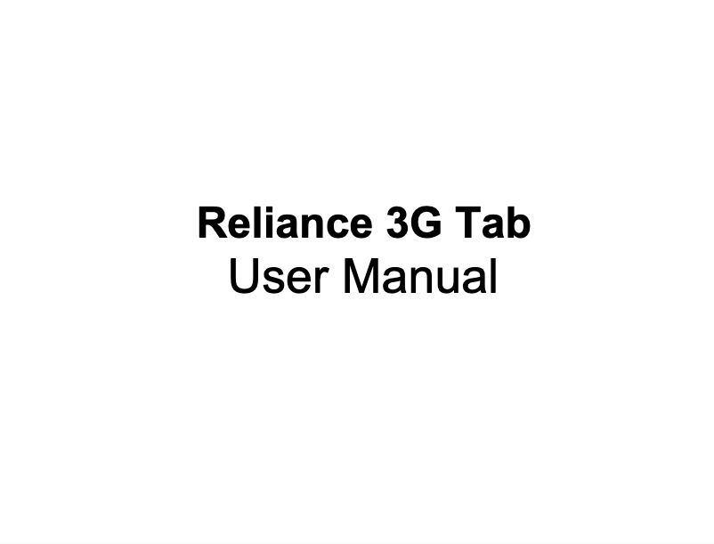 Página 1 del manual Manual de usuario ZTE Reliance 3G Tab