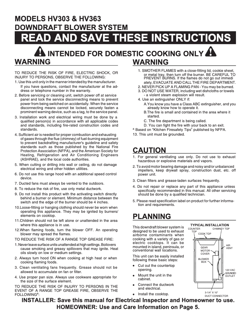 Image de la première page du manuel de l'appareil HV303