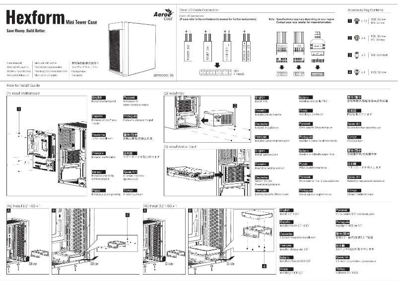 Page n°1 - Manuel utilisateur AeroCool Hexform