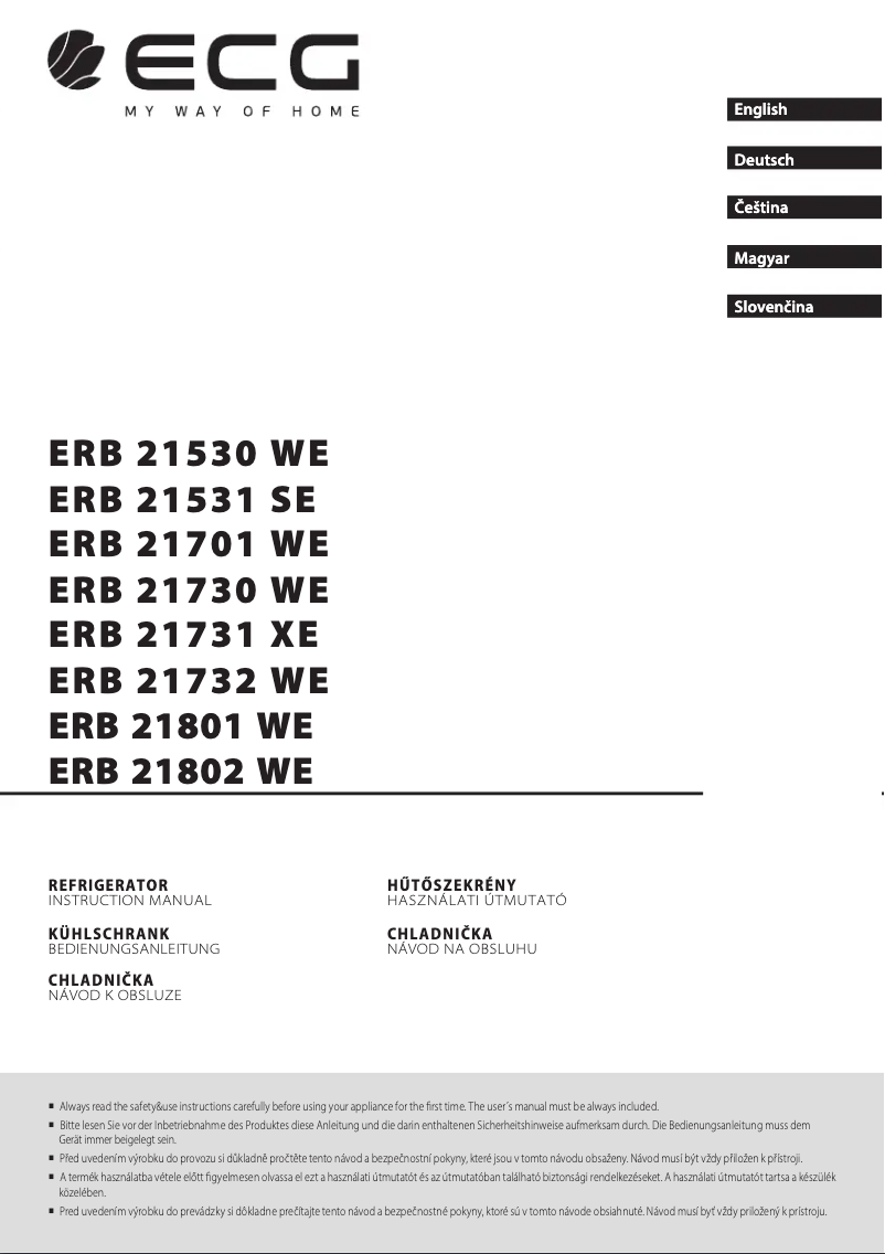 Page 1 of the manual User Manual ECG ERB 21801 WE