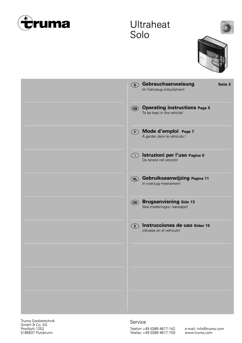 Image de la première page du manuel de l'appareil Ultraheat Solo