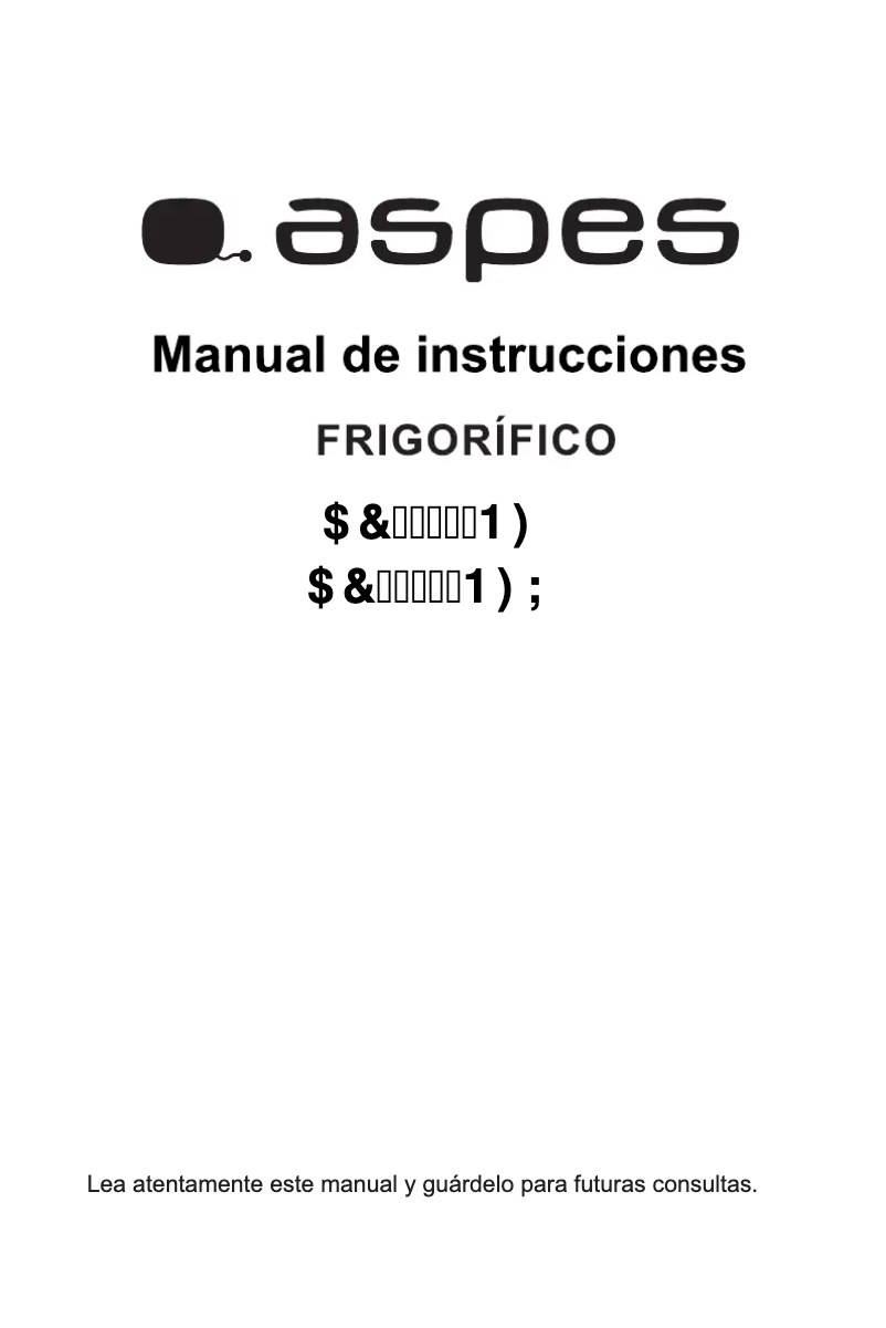 Page n°1 - Manuel utilisateur Aspes AC11854NFX