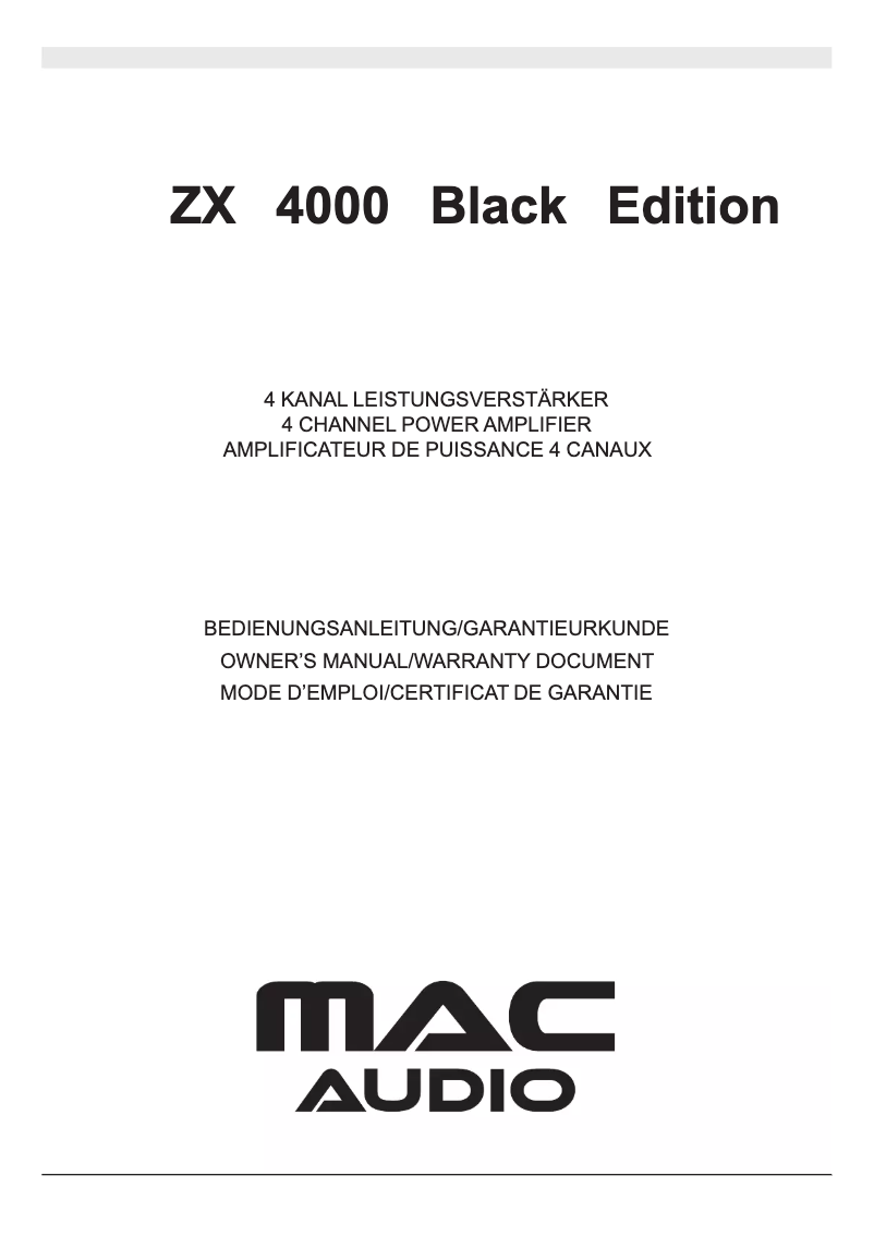 Página 1 del manual Manual de usuario Mac Audio ZX 4000