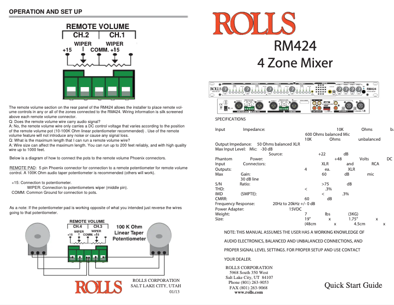 First page image of the manual for RM424