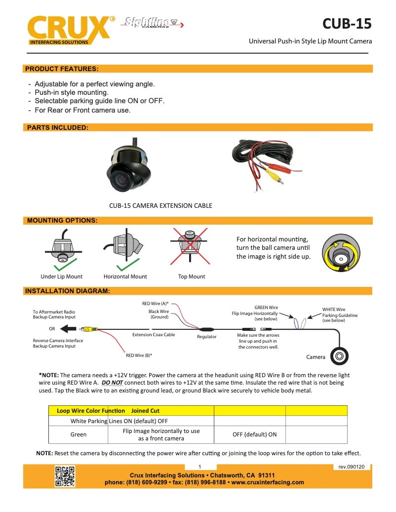 Page n°1 - Manuel utilisateur CRUX CUB-15