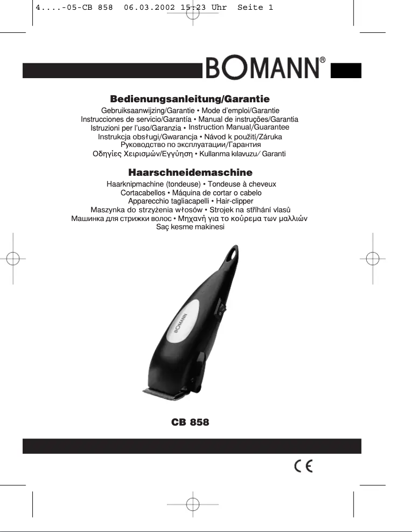 Page 1 de la notice Manuel utilisateur Bomann CB 858