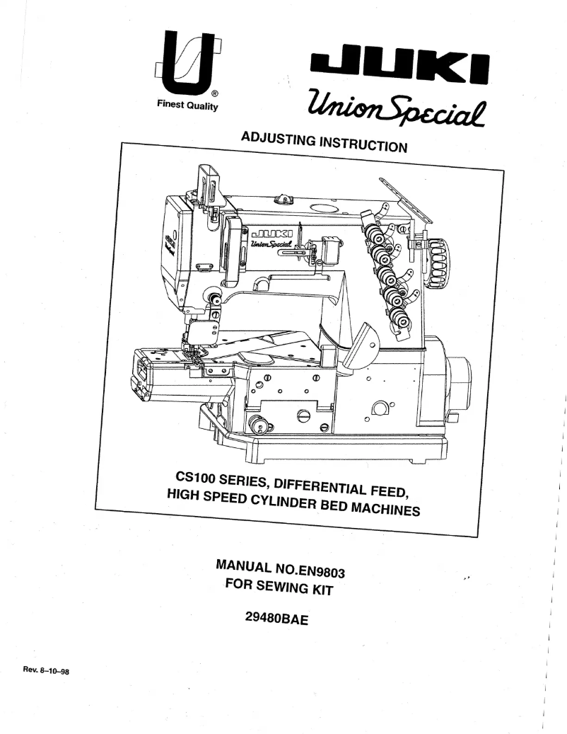 Page 1 de la notice Manuel utilisateur Union Special 29480BAE