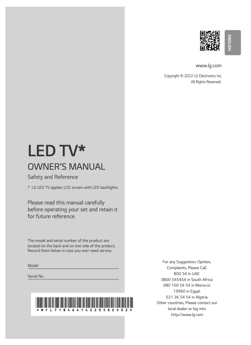 Page n°1 - Manuel utilisateur LG 75QNED7S6QA