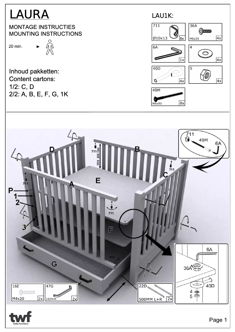 Page 1 de la notice Manuel utilisateur TWF Laura