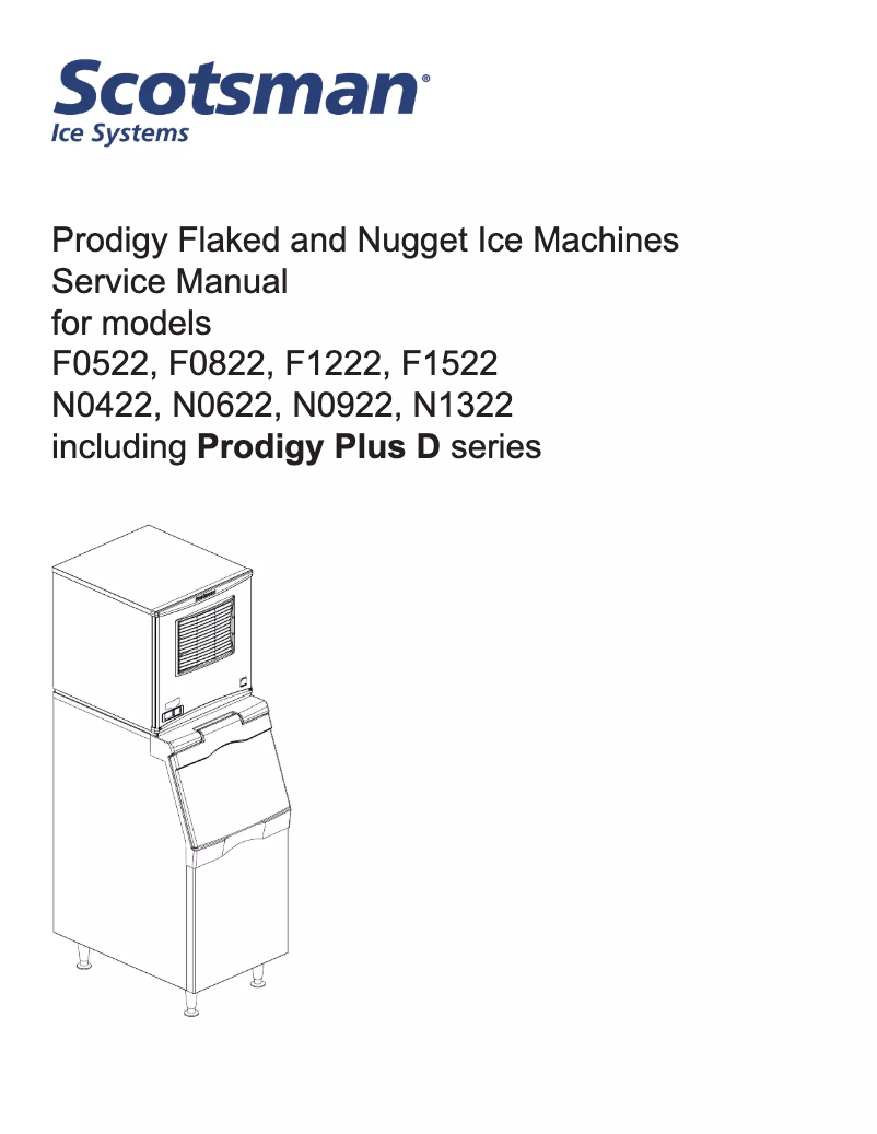 Page 1 de la notice Manuel d'utilisation et d'entretien Scotsman N1322A-32