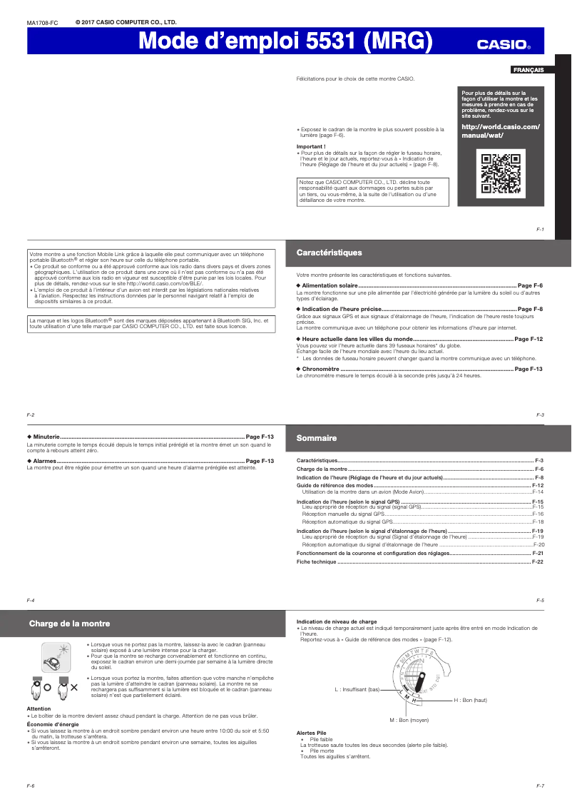 Page 1 de la notice Manuel utilisateur Casio 5531 (MRG)