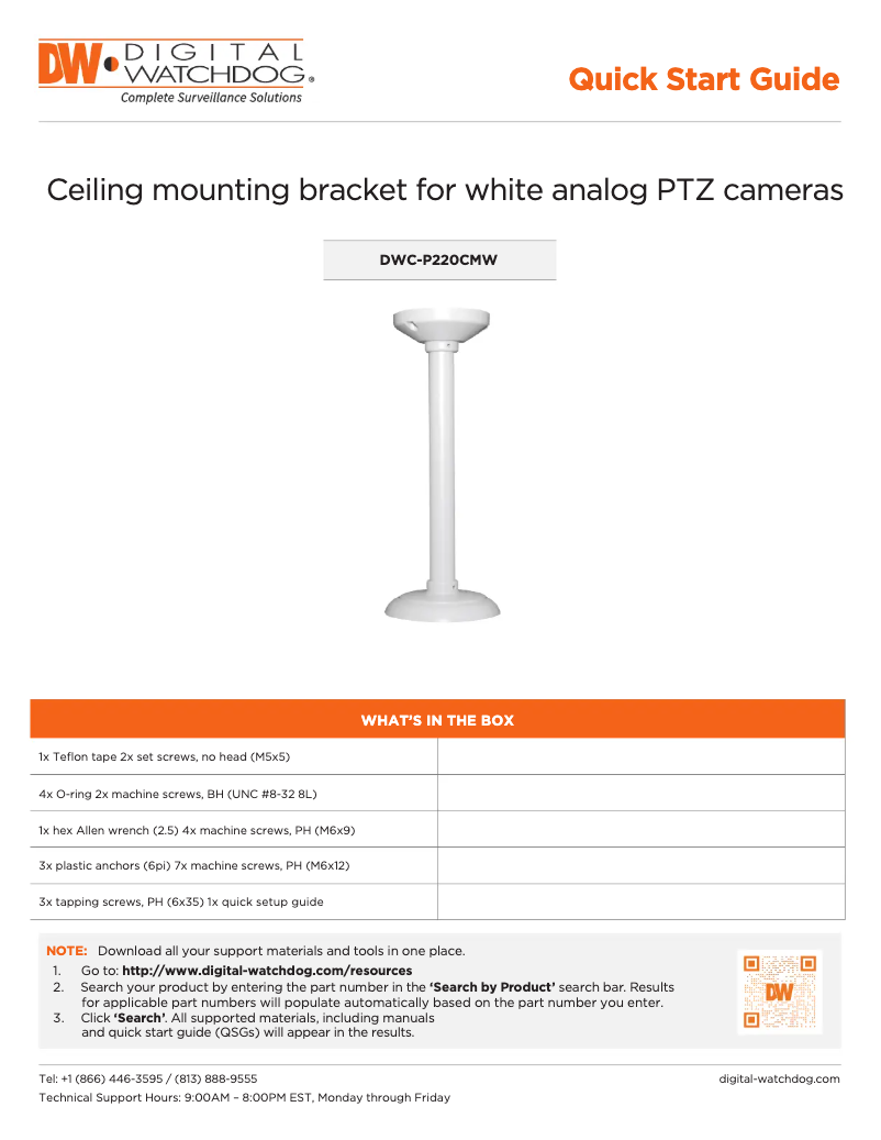 Image de la première page du manuel de l'appareil DWC-P220CMW