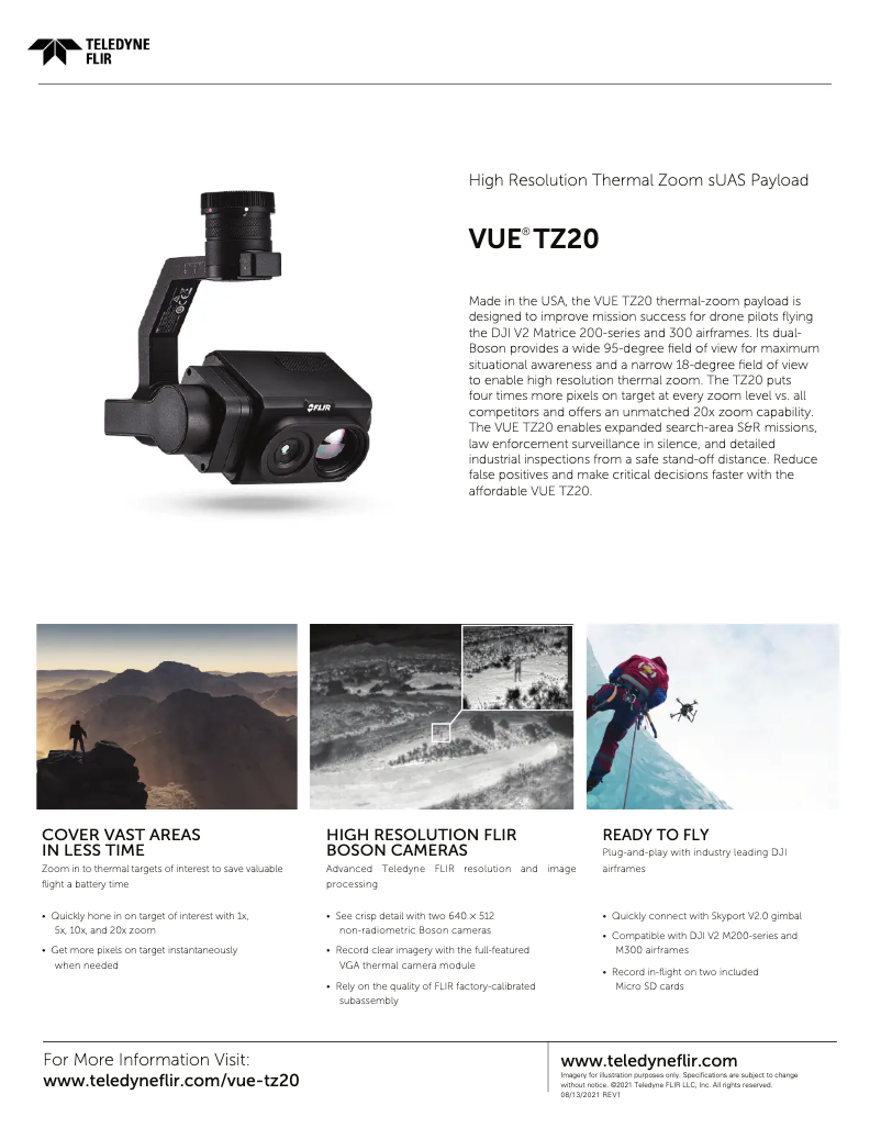 Page 1 de la notice Fiche technique FLIR Vue TZ20