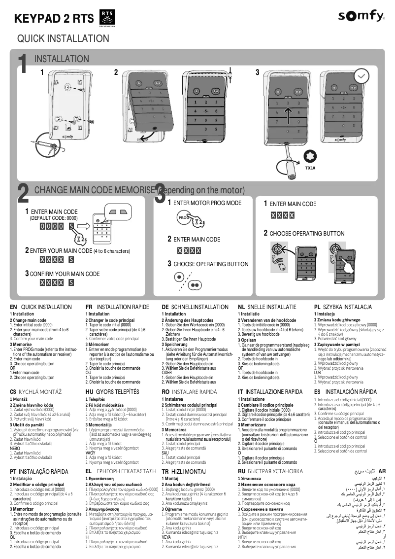 Page n°1 - Manuel utilisateur Somfy Keypad 2 RTS
