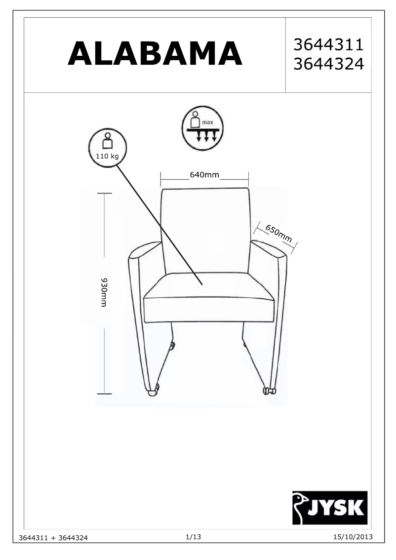 Image de la première page du manuel de l'appareil Alabama