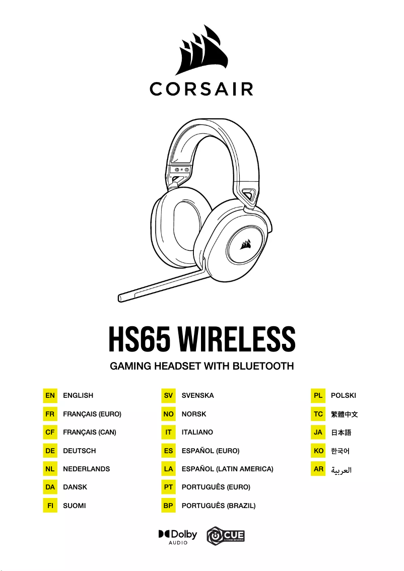 Page 1 de la notice Manuel utilisateur Corsair HS65 Wireless