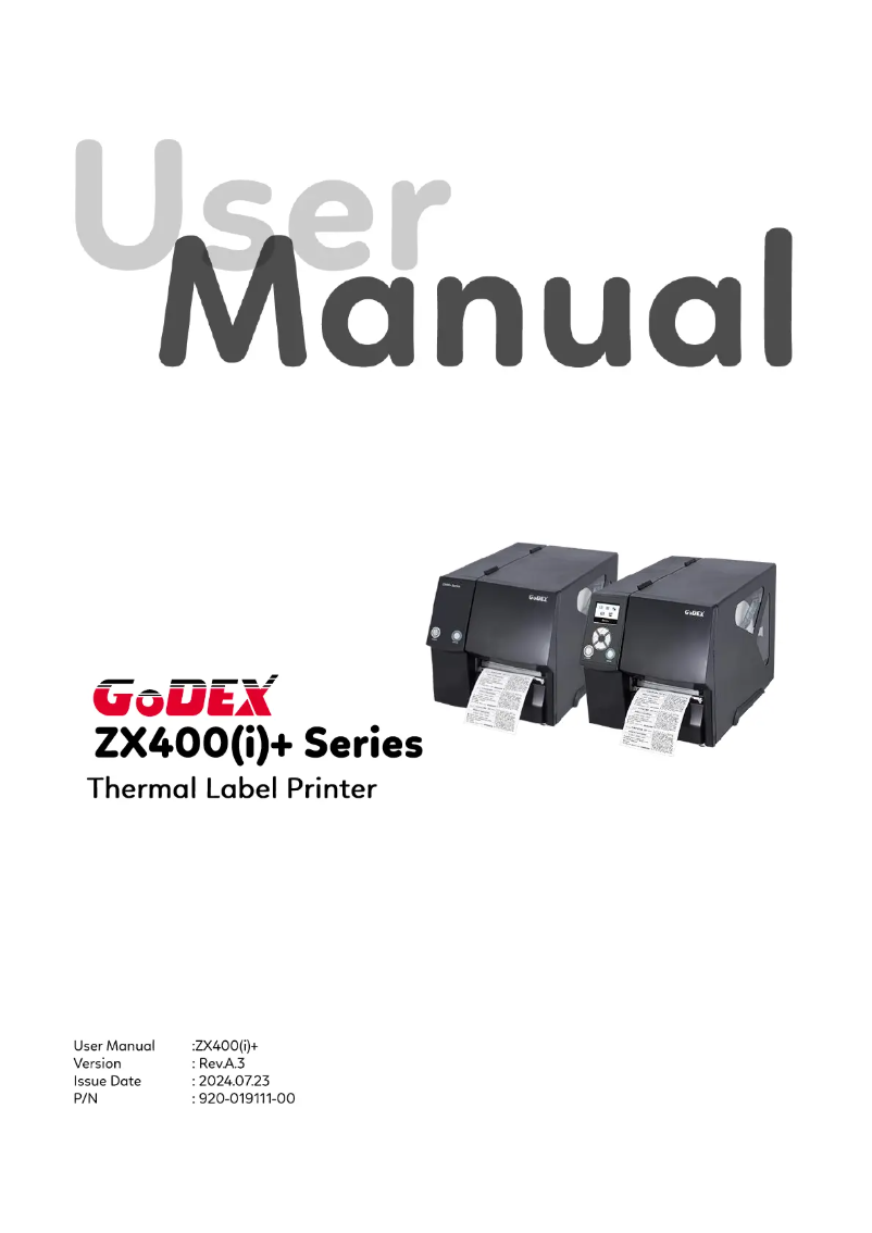 Page 1 de la notice Manuel utilisateur Godex ZX430i