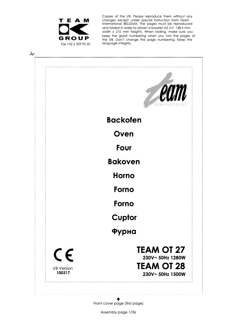 Image de la première page du manuel de l'appareil OT 27