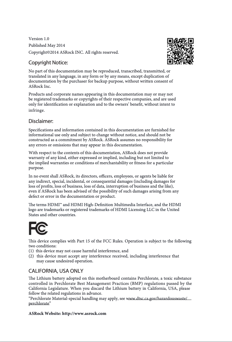 Page 1 de la notice Manuel utilisateur Asrock FM2A88X Pro+ R2.0