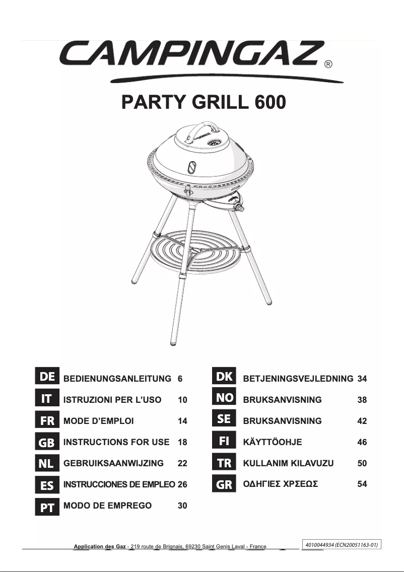 Page n°1 - Manuel utilisateur Campingaz Party Grill 600