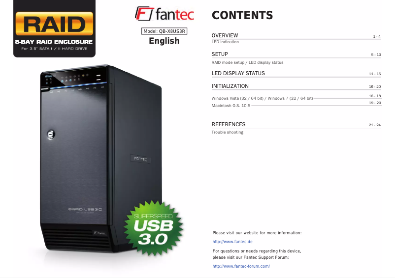 Image de la première page du manuel de l'appareil QB-X8US3R