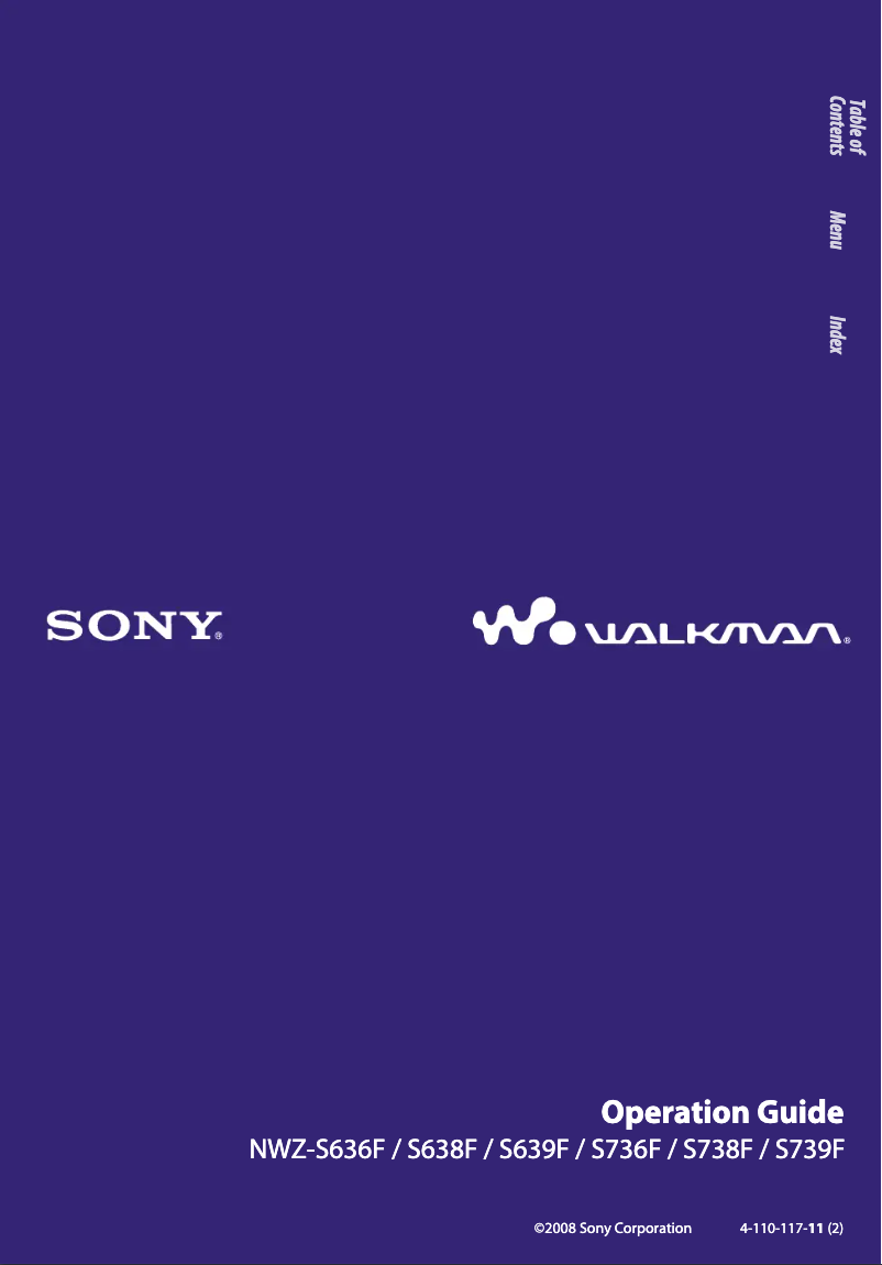 Page 1 de la notice Manuel utilisateur Sony Walkman NWZ-S639F