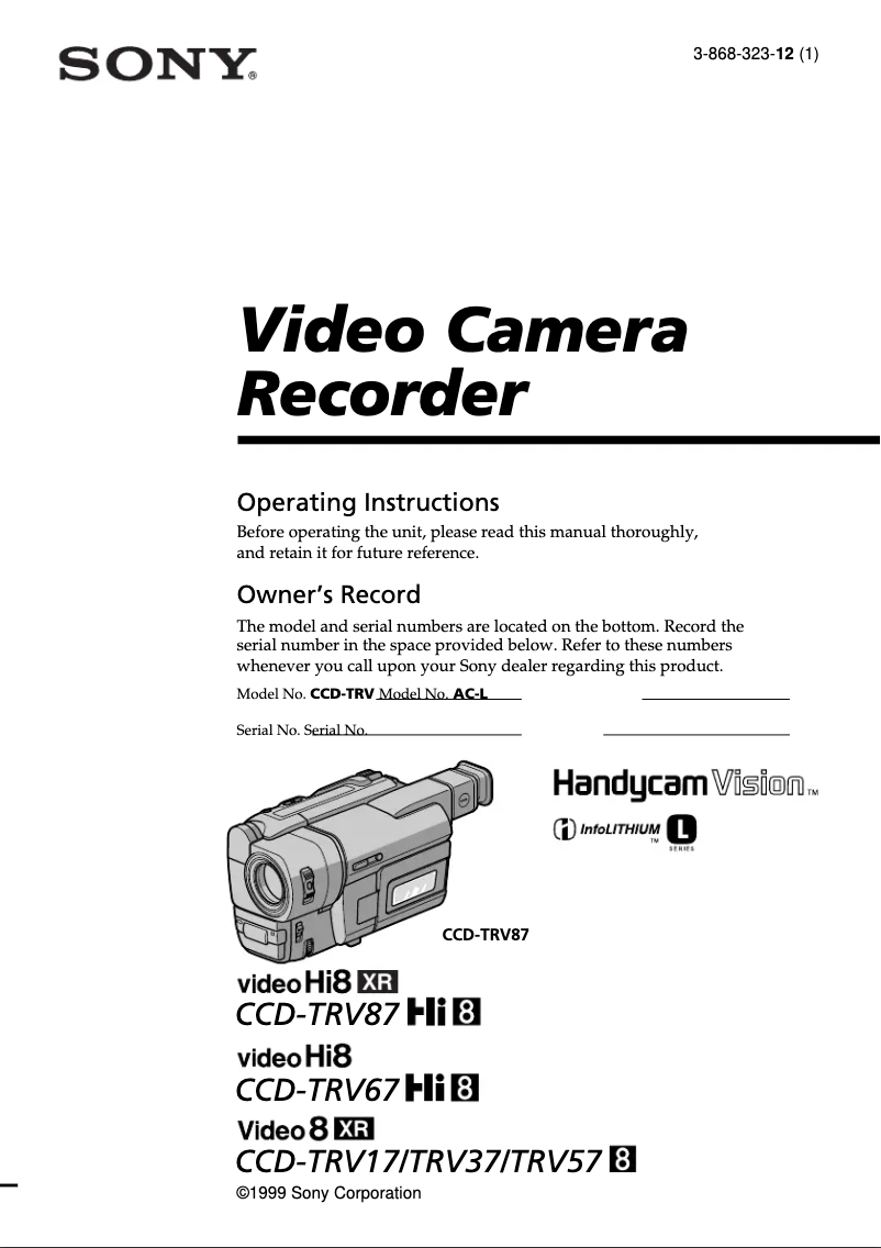 Página 1 del manual Manual de usuario Sony CCD-TRV57