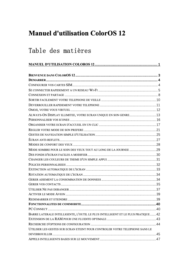 Image de la première page du manuel de l'appareil Find X5 Lite