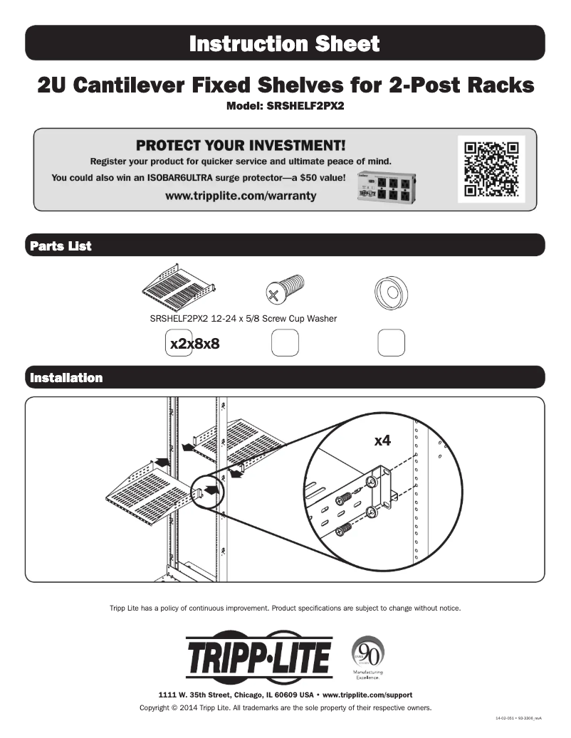 Page n°1 - Manuel utilisateur Tripp Lite SRSHELF2PX2