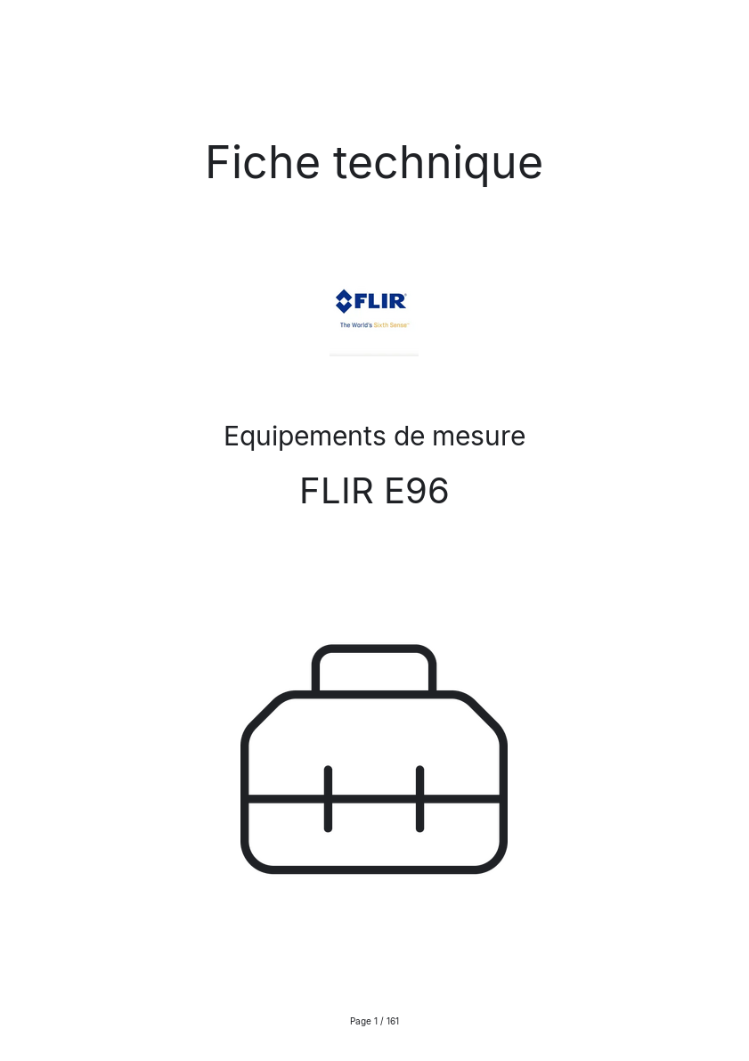 Page 1 de la notice Fiche technique FLIR E96