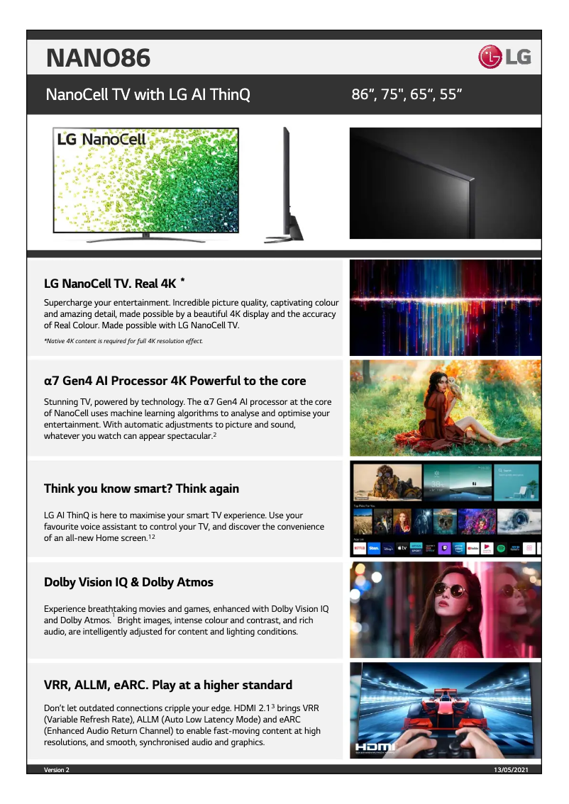 Page n°1 - Fiche technique LG 65NANO86TPA