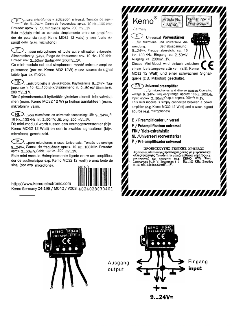 Imagen de la primera página del manual del dispositivo M040N