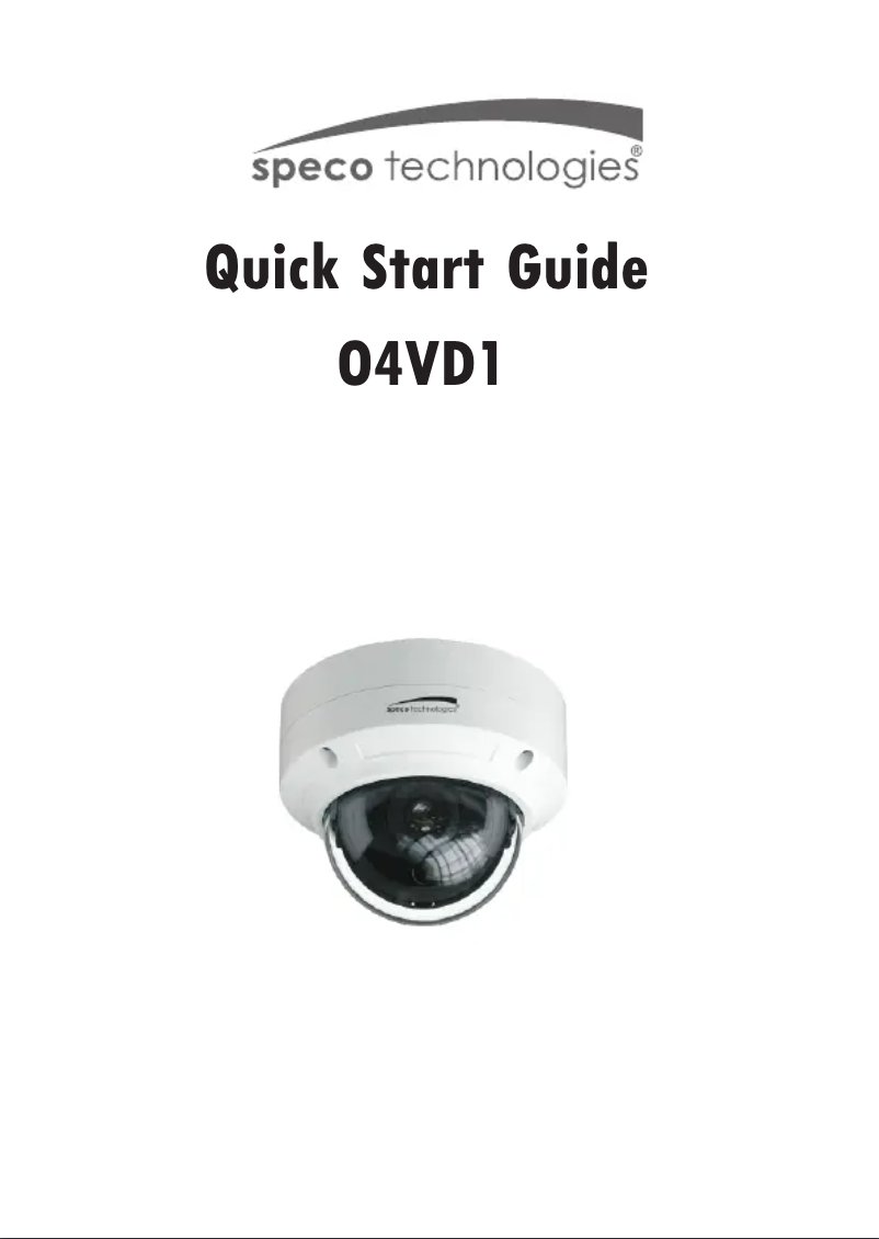 Page n°1 - Guide de démarrage rapide Speco Technologies O4VD1