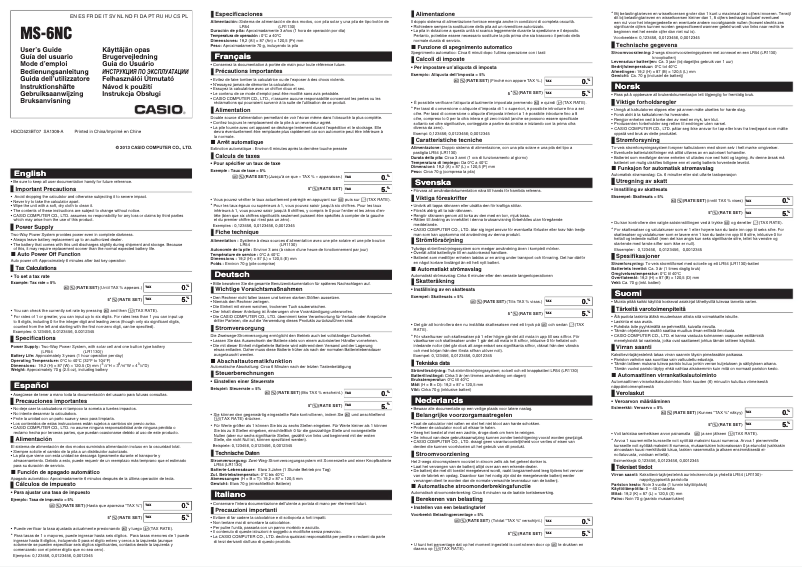 Página 1 del manual Manual de usuario Casio MS-6NC