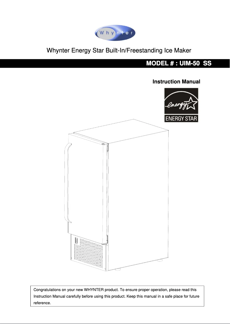 Page n°1 - Manuel utilisateur Whynter UIM-502SS