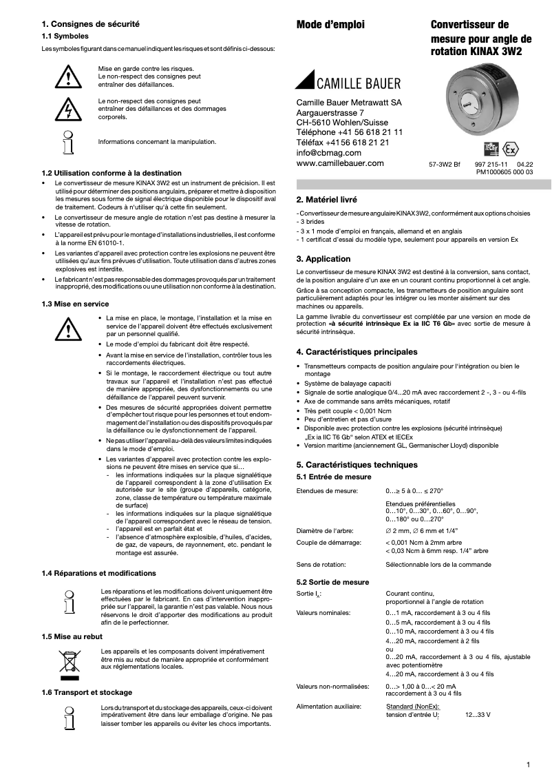 Image de la première page du manuel de l'appareil KINAX 3W2