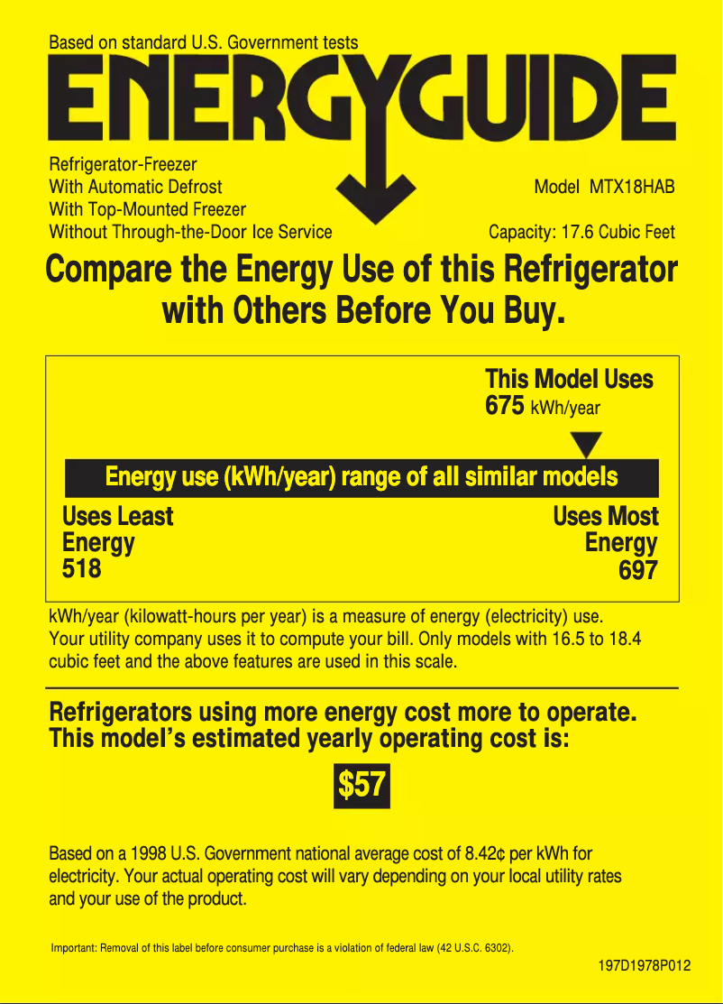 Page n°1 - Label énergétique RCA MTX18HABAA
