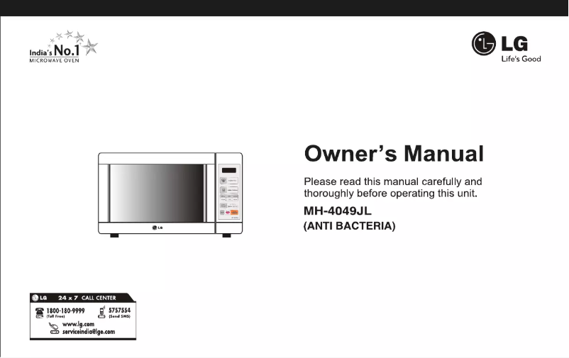 Page 1 de la notice Manuel utilisateur LG MH-4049JL