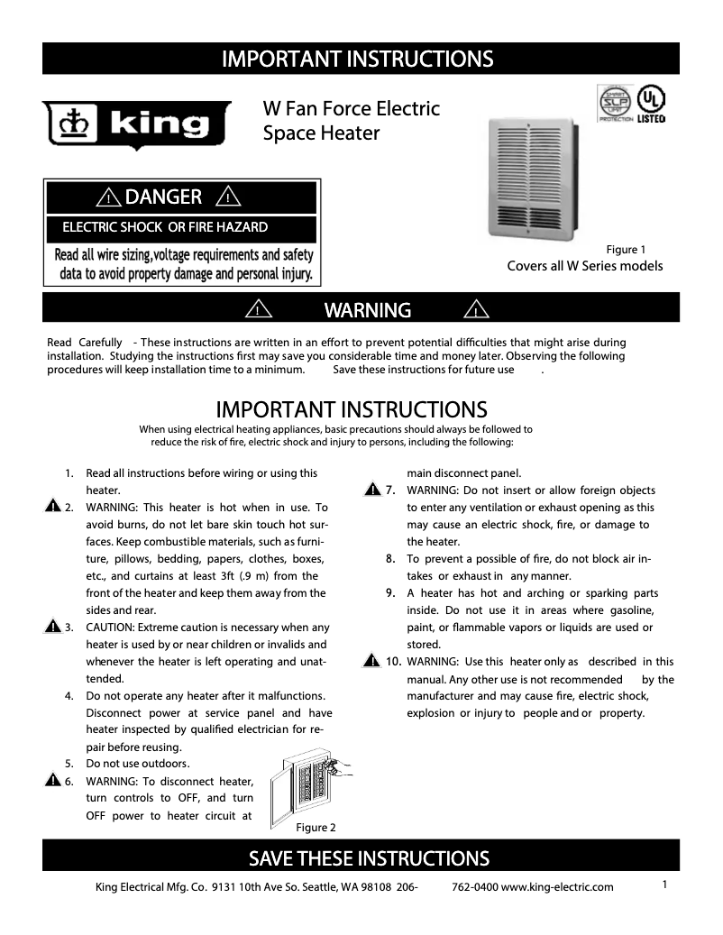 Page n°1 - Manuel utilisateur King W1215-T-W