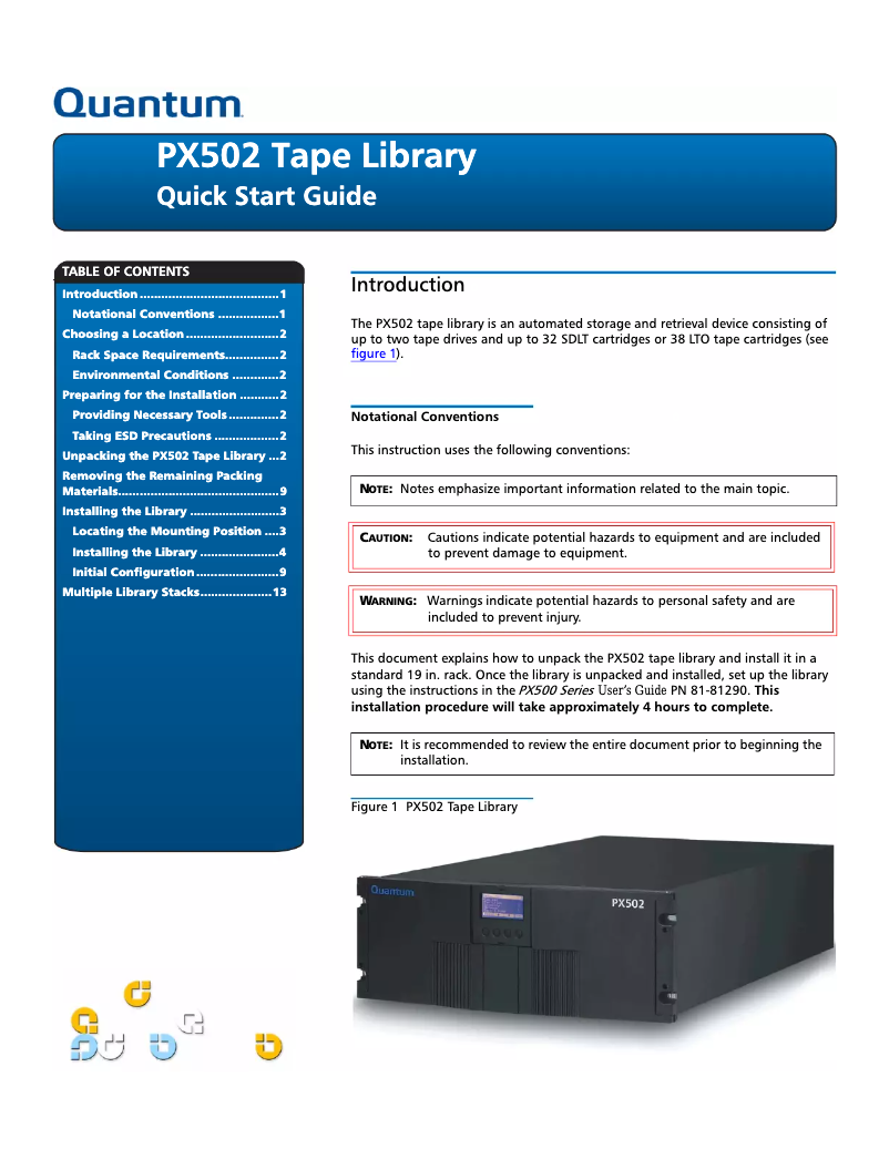 Page n°1 - Manuel utilisateur Maxdata Quantum PX502 Tape Library