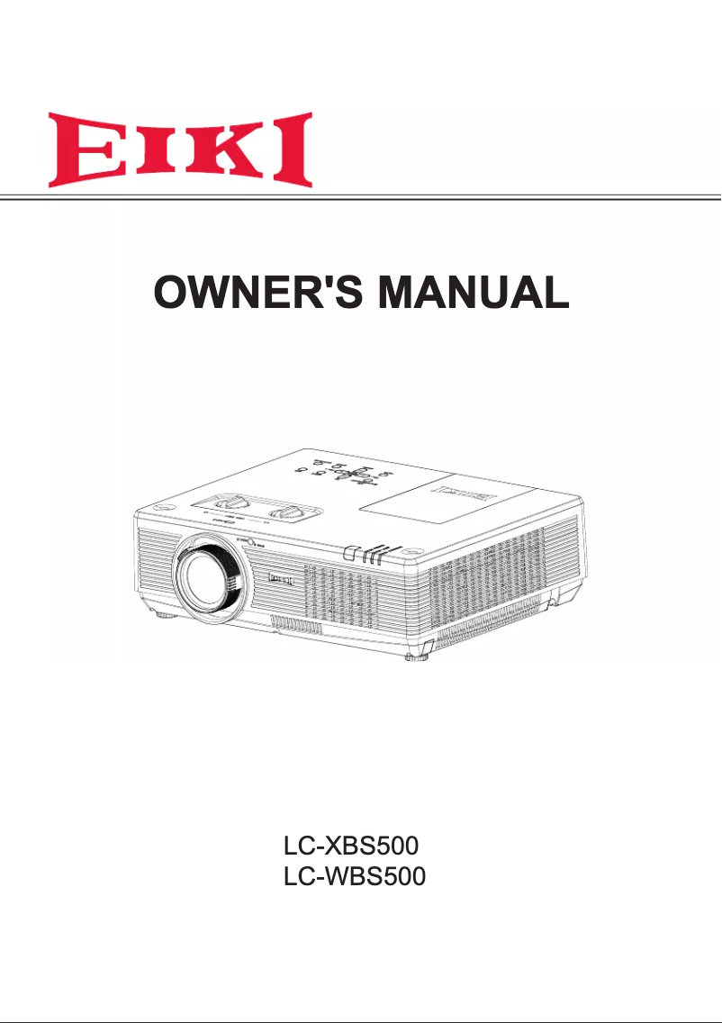 Page n°1 - Manuel utilisateur EIKI LC-XBS500