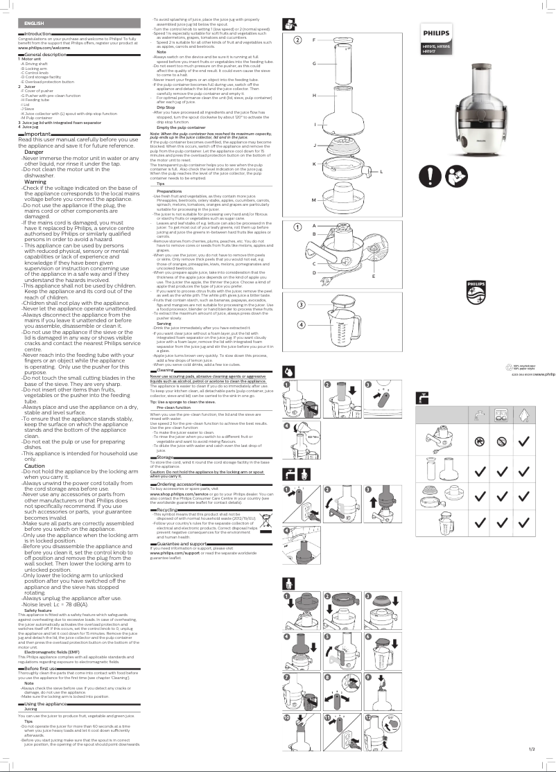 Image de la première page du manuel de l'appareil QuickClean HR1915