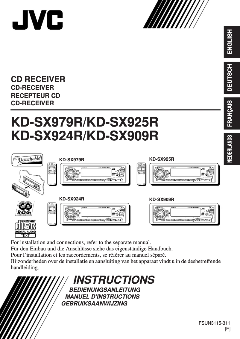 Page 1 of the manual User Manual JVC KD-SX924R