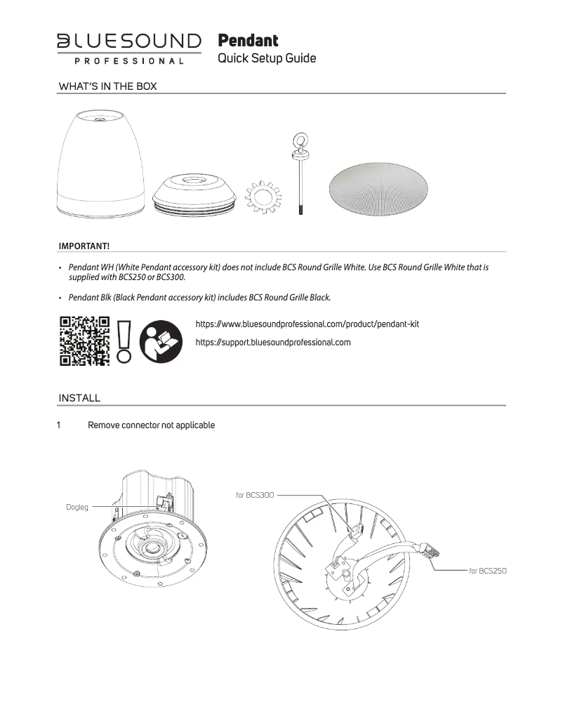 Page 1 de la notice Manuel utilisateur Bluesound Pendant