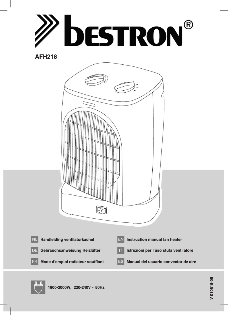 Page 1 de la notice Manuel utilisateur Bestron AFH218