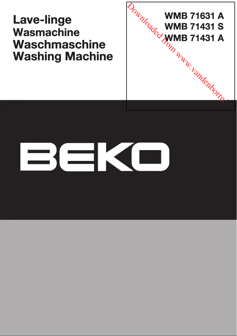 Page 1 de la notice Manuel utilisateur Beko WMB 71431 S